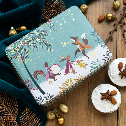 Woodland Tales Merry Band Deep Rectangular Christmas Tin