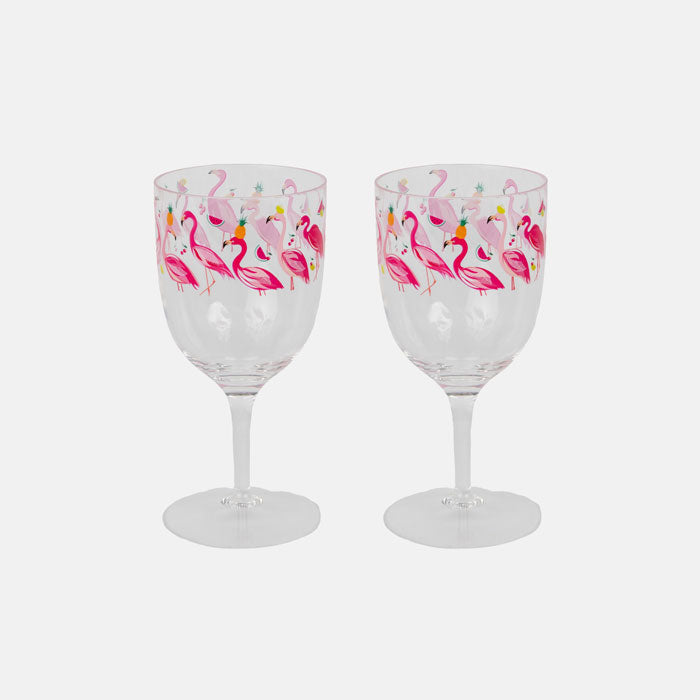 Fabulous Flamingo Picnic Wine Glass - Set of 2