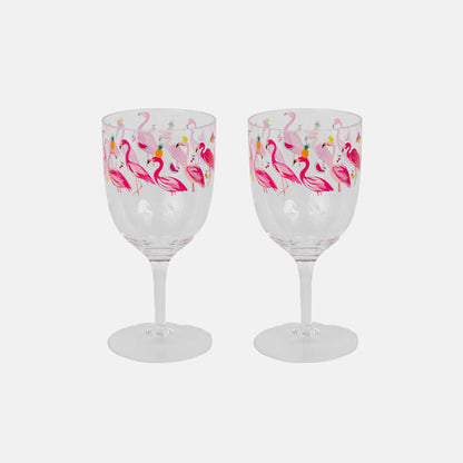 Fabulous Flamingo Picnic Wine Glass - Set of 2