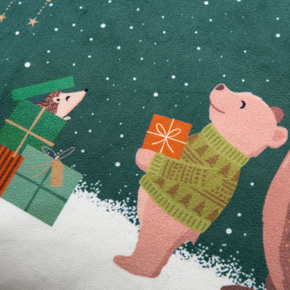 Woodland Tales Bear and Robin Velvet Cushion