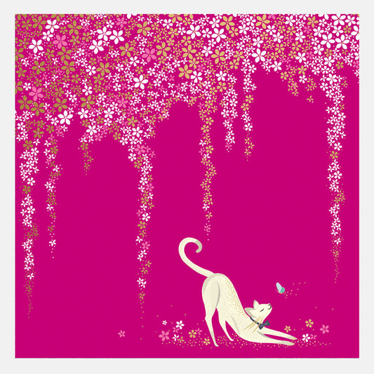 Cat and Butterfly Happy Birthday Card