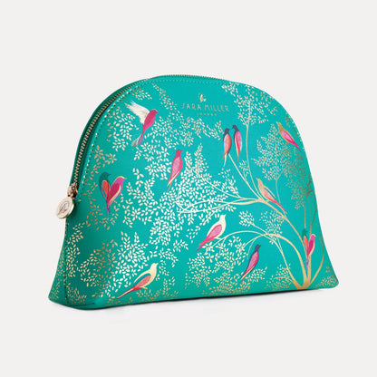 Grande trousse de maquillage à oiseaux verts