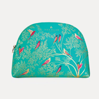 Grande trousse de maquillage à oiseaux verts