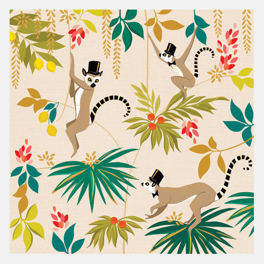Lemur Top Hats Blank Card