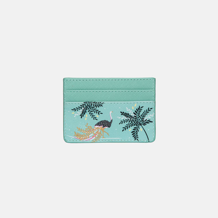 Mint Ostrich & Palms Card Holder