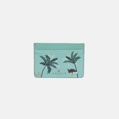Mint Ostrich & Palms Card Holder