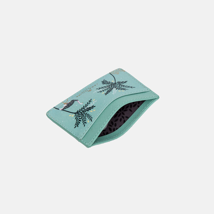 Mint Ostrich & Palms Card Holder