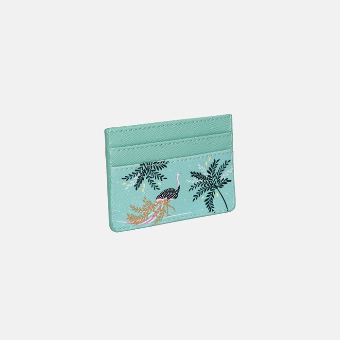 Mint Ostrich & Palms Card Holder