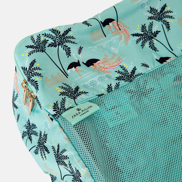 Mint Ostrich & Palms Set of Packing Cubes