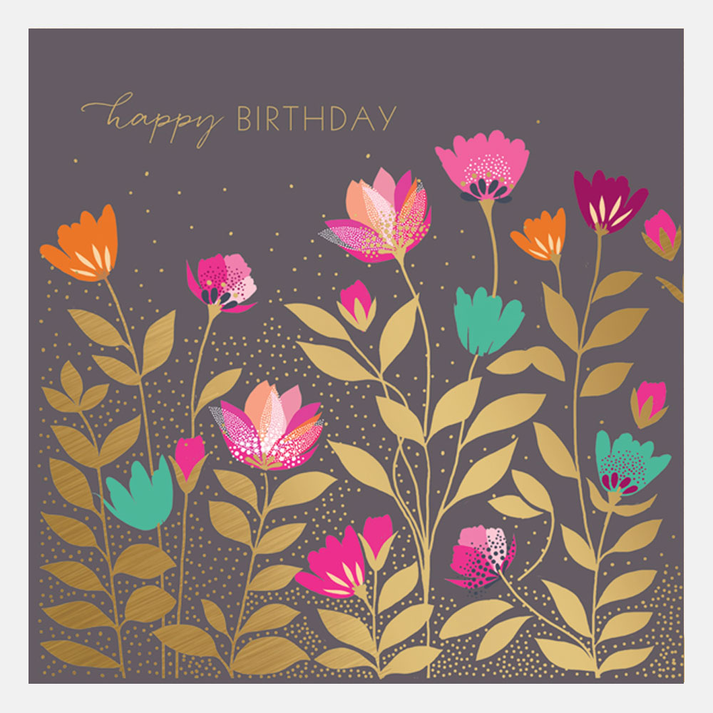 Happy Birthday Flowers Card