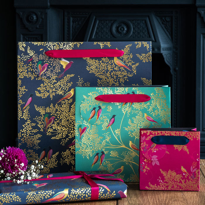 Smokey Blue Birds Large Gift Bag