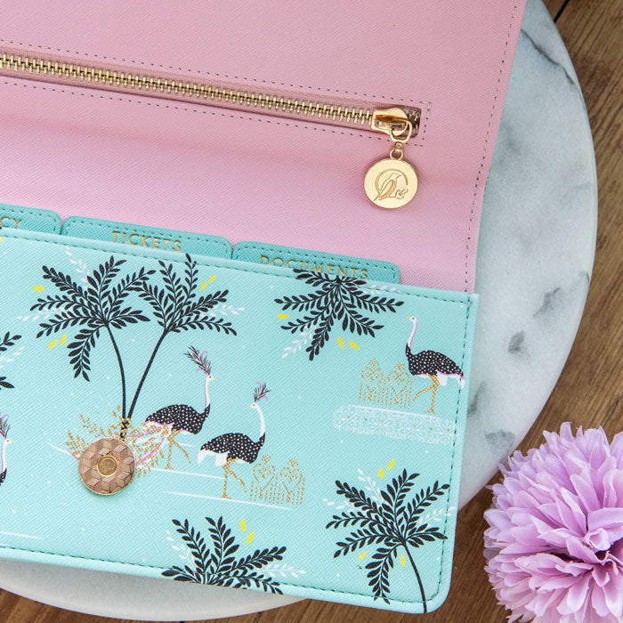 Ostrich & Palms Travel Wallet