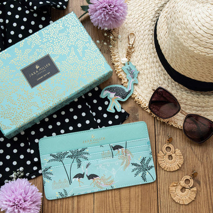 Mint Ostrich & Palms Travel Organiser and Keyring Gift Set