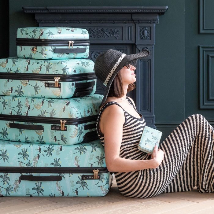 Mint Ostrich & Palms Large Case