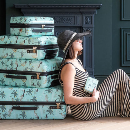 Mint Ostrich & Palms Large Case