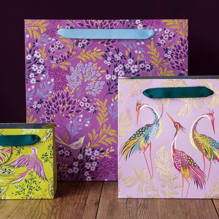 Blossom Pink Dancing Cranes Medium Gift Bag