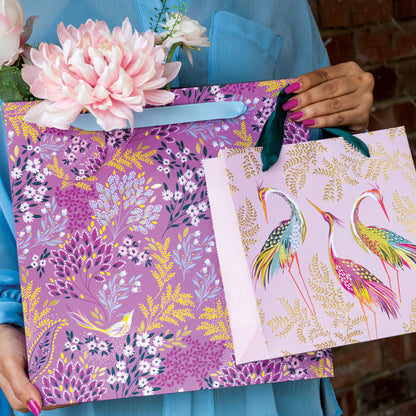 Blossom Pink Dancing Cranes Medium Gift Bag