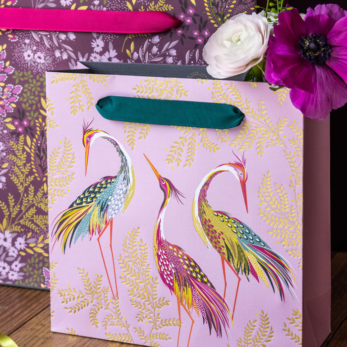 Blossom Pink Dancing Cranes Medium Gift Bag