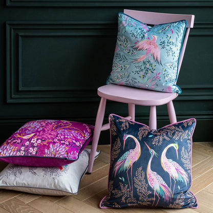 Mauve Songbird Velvet Cushion