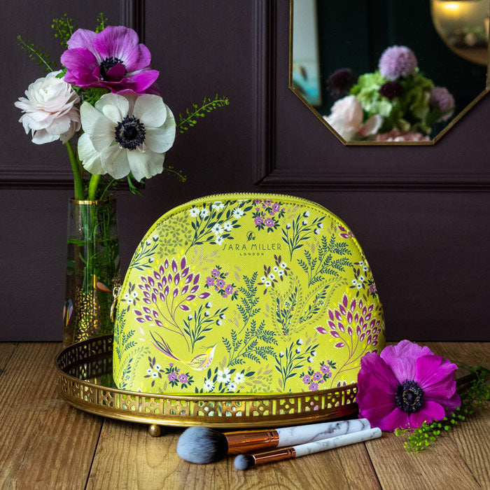 Lime Songbird Medium Cosmetic Bag
