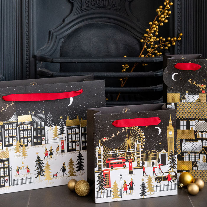 Winter Rooftops Christmas Bottle Bag