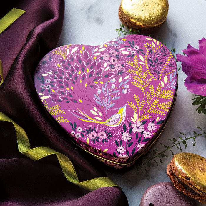 Mauve Songbird Small Heart Tin