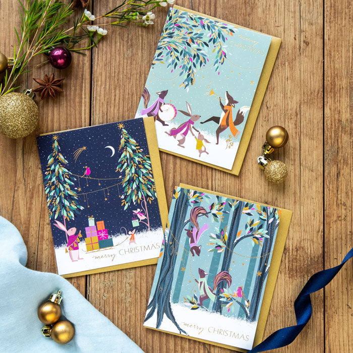 Woodland Tales Trio Christmas Cards - Assorted Set of 12