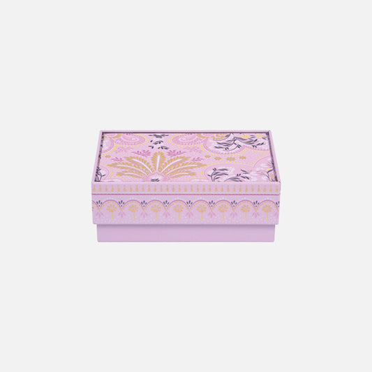 Decorative Filigree Iced Pink Rectangular Tin