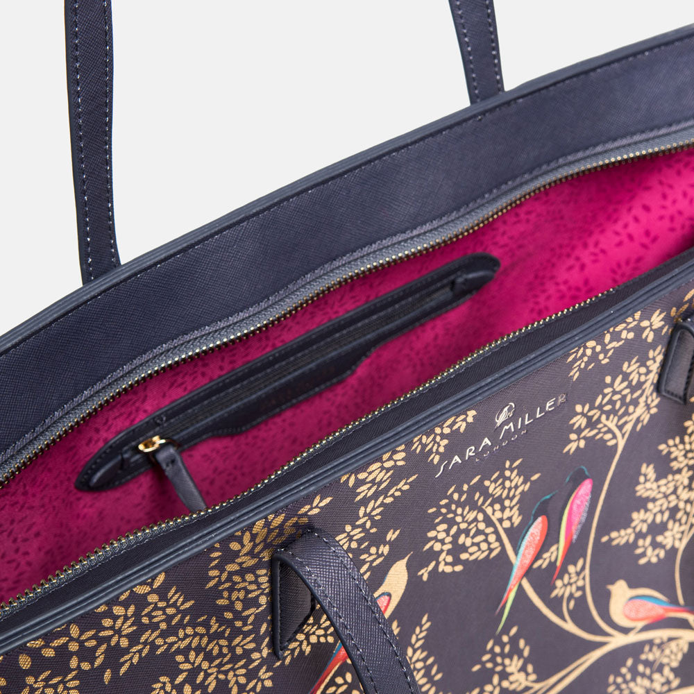 Smokey Blue Birds Large Tote