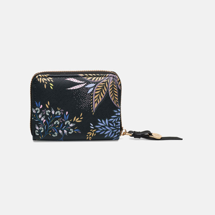 Black Botanic Small Zip Purse