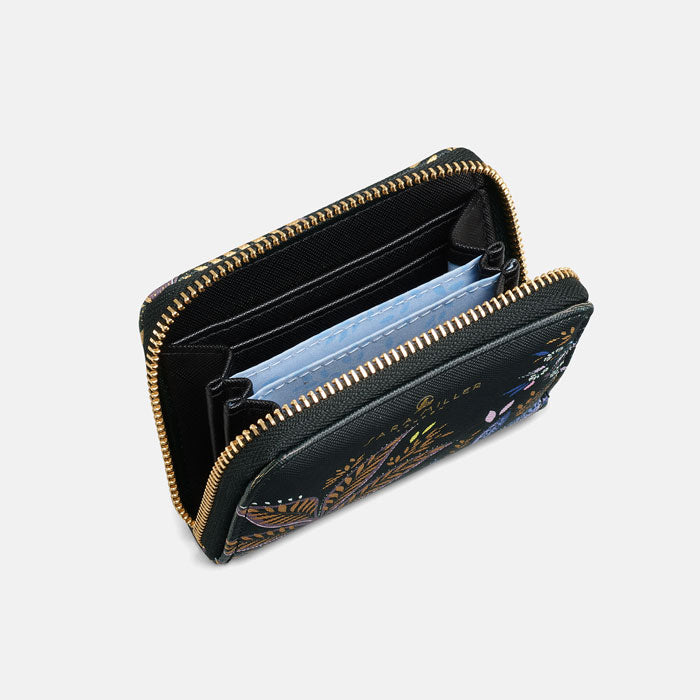 Black Botanic Small Zip Purse