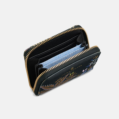 Black Botanic Small Zip Purse
