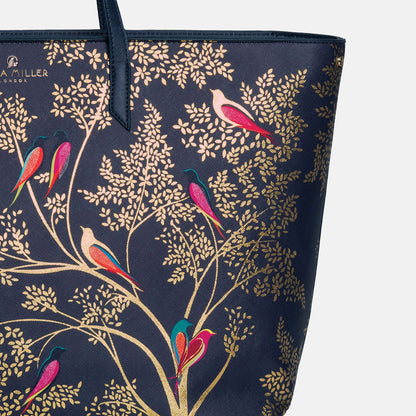 Smokey Blue Birds Large Tote