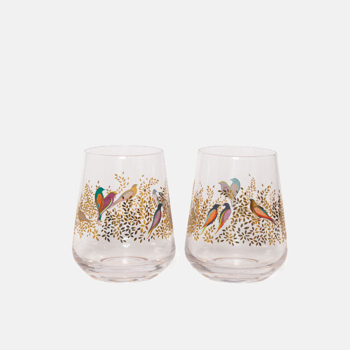 Leaves & Birds Glass Tumbler Set 2