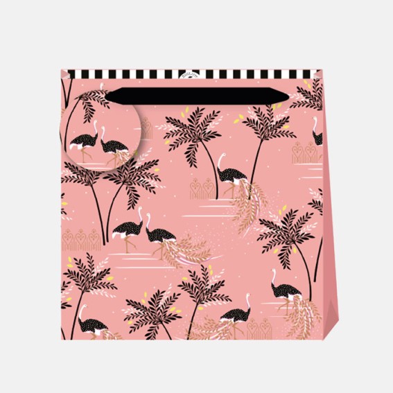 Peach Sorbet Ostrich & Palms Medium Gift Bag