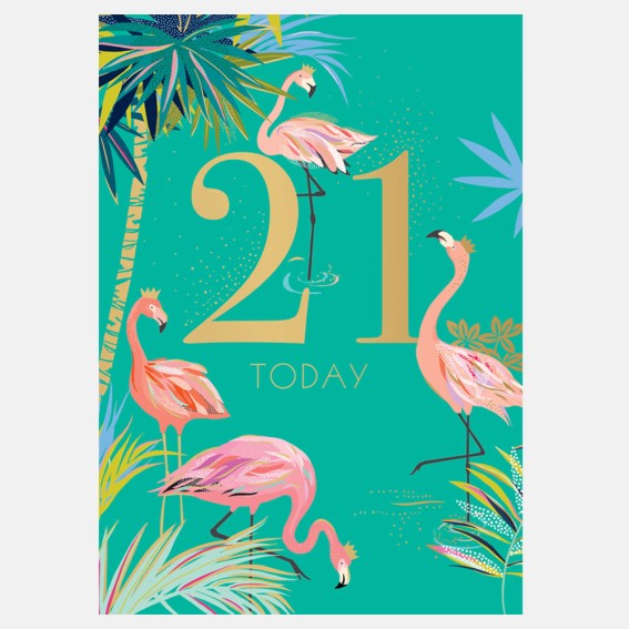 Fabulous Flamingo 21st Birthday Card
