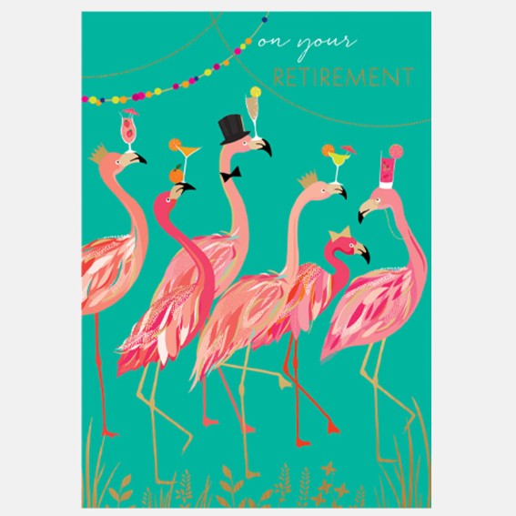 Flamingo Cocktail Party Retirement Card