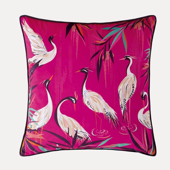 Pink Heron Feather Filled Cushion