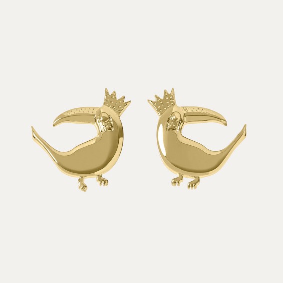 Toucan Gold Stud Earrings