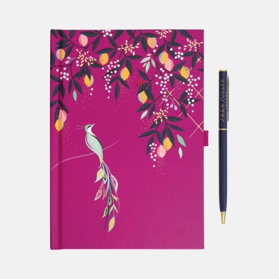 Mauve Orchard Birds Notebook & Pen