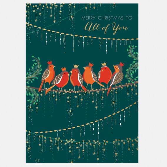 Row of Robins All of You Christmas Card