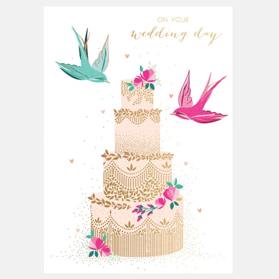 Swallow Tiered Cake Wedding Card