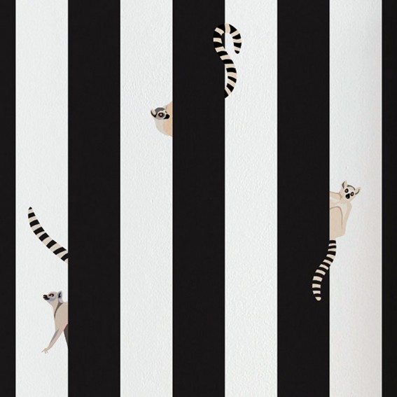 Lemur Striped Wallpaper SAMPLE