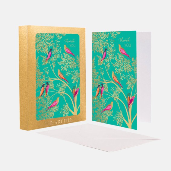 Green Birds 'Thank you' Notecard  - Set of 10 Cards