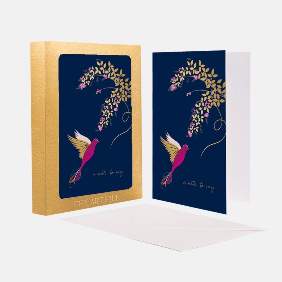 Navy Hummingbird 'A Note to Say' Notecard  - Set of 10 Cards