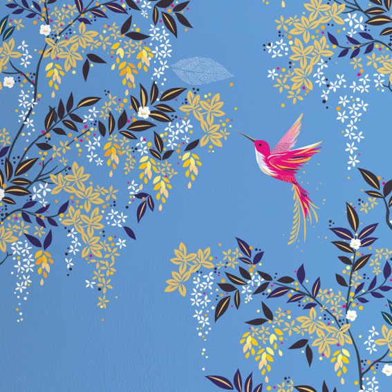 Hummingbird  Light Blue Wallpaper SAMPLE