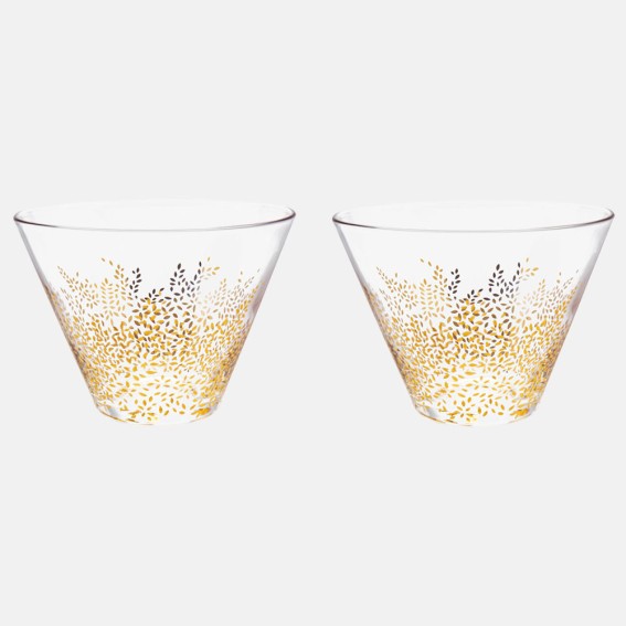 Gold Leaves Glass Bowls - Set of 2