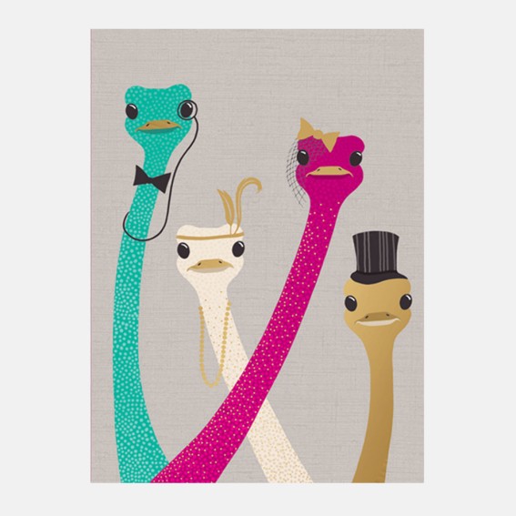 Ostrich Family Card
