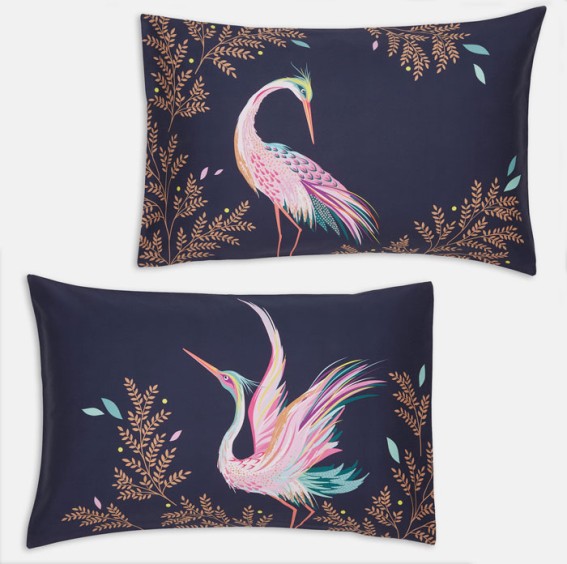 Midnight Dancing Cranes Standard Pillowcase Pair