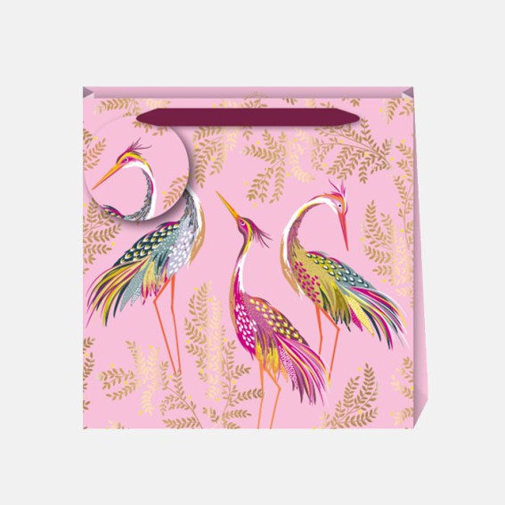 Blossom Pink Dancing Cranes Medium Gift Bag